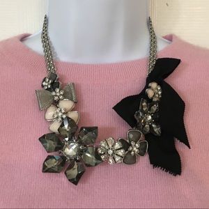 Talbots Black and Gray Floral Statement Necklace